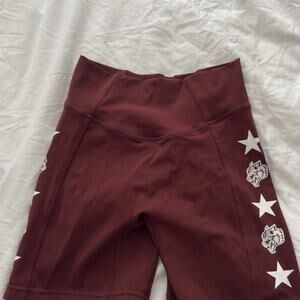 Burgundy and white biker shorts